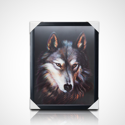 Großhandel Wandfarben PET 40*30cm 3D 5D Linsenartige Tiere Weltbild mit schwarzem Rahmen für Wohnzimmerdekoration