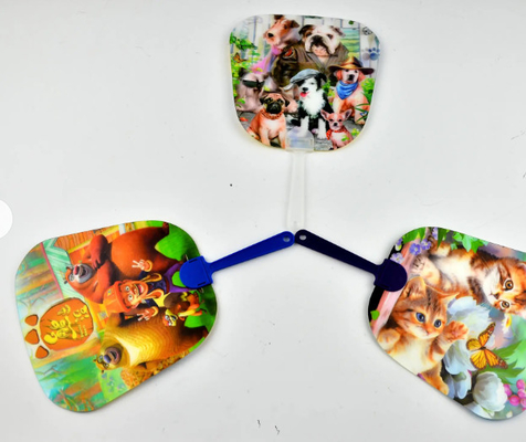Custom Beautiful Designs 3D Lenticular Handventilator Kunststoff PET 3D Werbehandventilator Cartoon 3D Lenticular Ventilator